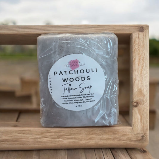 Patchouli Woods Tallow Soap -Woodgrain design soap